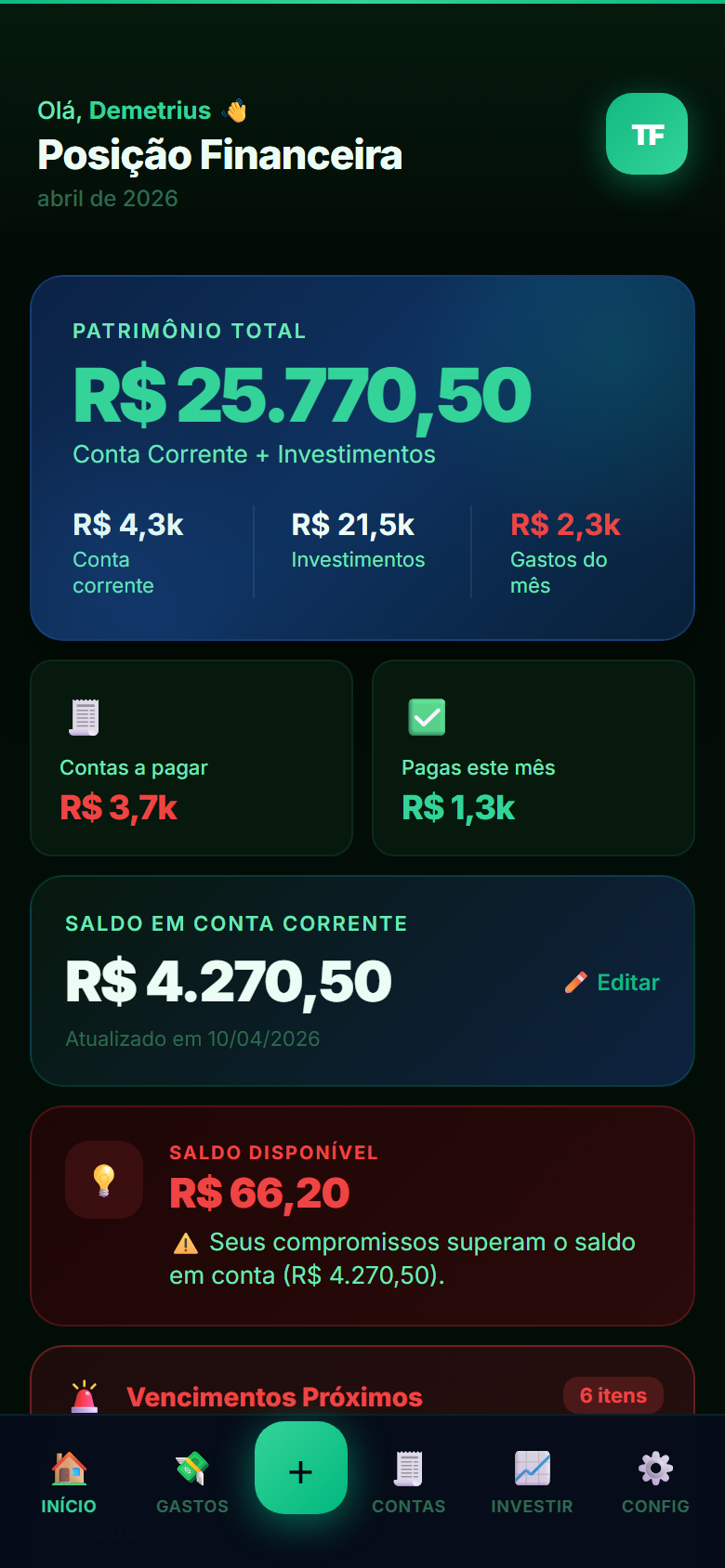 Dashboard TronFin